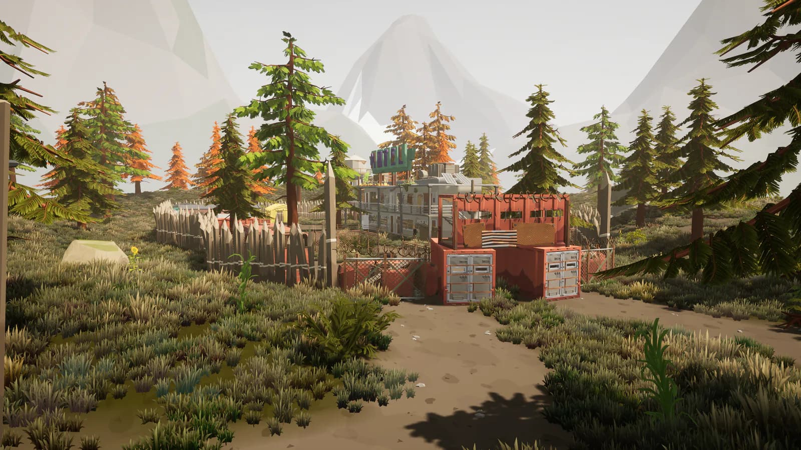 Survivor approaching an official faction area built from containers and guarded entrances