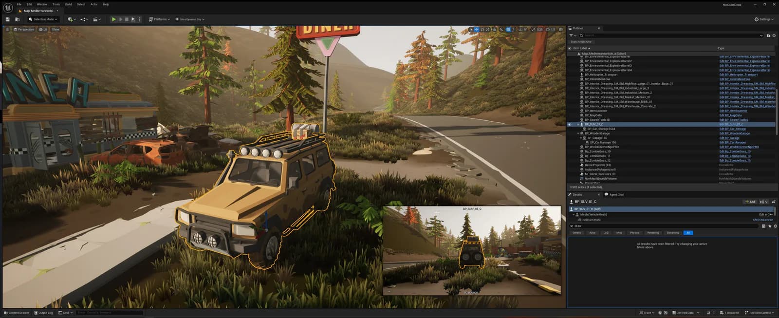 Developer collage showing an off-road vehicle and other transport added to the island